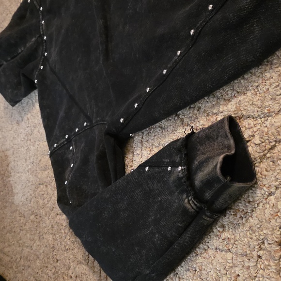 Broken Promises Adorned Washed Black Zip Up Hoodie Size Large - Picture 8 of 12